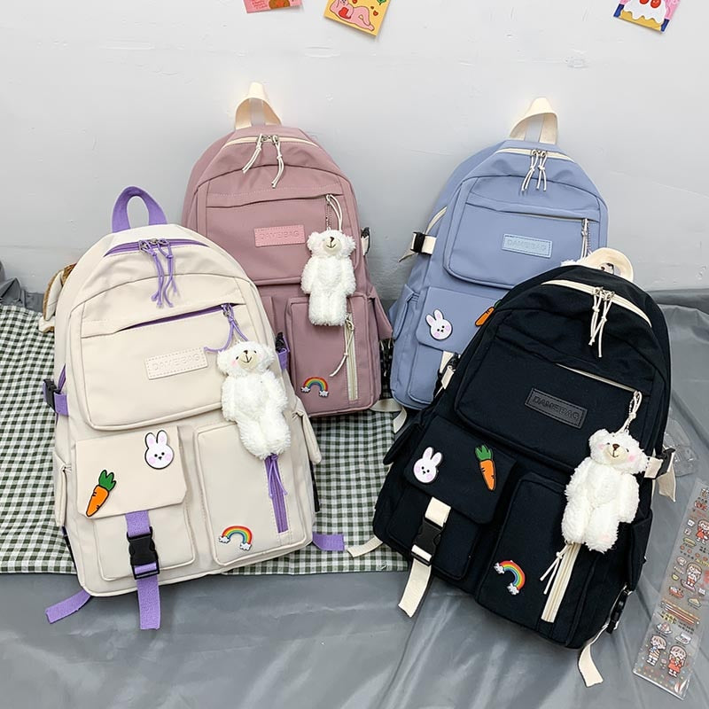 HOCODO Female Anti Theft Backpack Women Good Quality Nylon Waterproof Backpack Solid Color Ladies Shoulder Backpack Laptop Bags