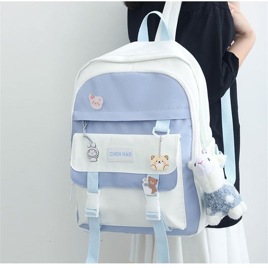 Girls&#39; Cute Backpack 15/25 Academy Large Capacity Inner Compartment Backpack Anime Cartoon Pack Vertical Square Zipper Bag