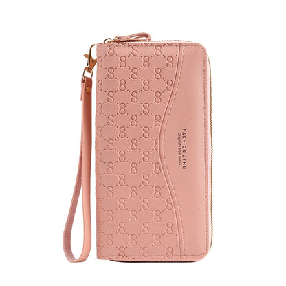 Double Zipper Pink Women Wallet High Quality PU Leather Fashion Female Long High Capacity Wallets Mobile Phone Carteira Feminina