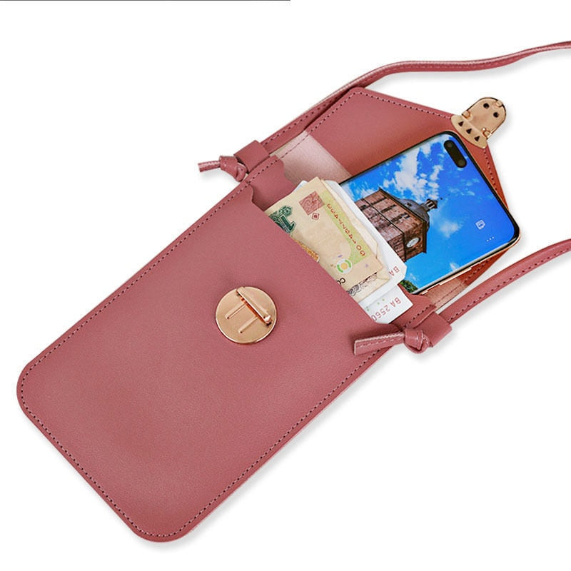 Ladies Touch Screen Cell Phone Purse Smartphone Wallet PU Leather Shoulder Strap Handbag Women Bag Fashion mobile wallet