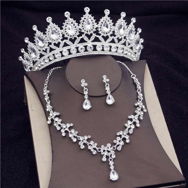 Fashion Bridal Jewelry Sets Bride Tiara Crown Earring Set Necklace for Women Birthday Party Wedding jewelry Sets Accessories