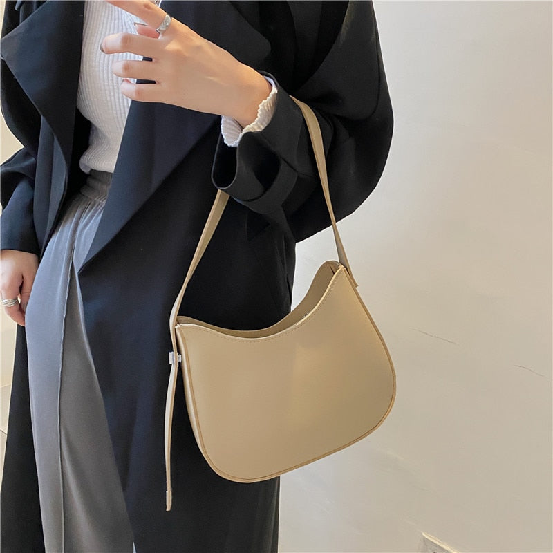 New Pu Leather Shoulder Bags for Women&#39;s Fashion Casual Handbags Solid Messenger Large Capacity Crossbody Bags Female Vintage