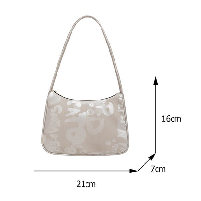 Ladies Shoulder Underarm Bags Tote Casual Nylon Women Daily Small Handbags Vintage Letters Printing Female Simple Shoulder Bags