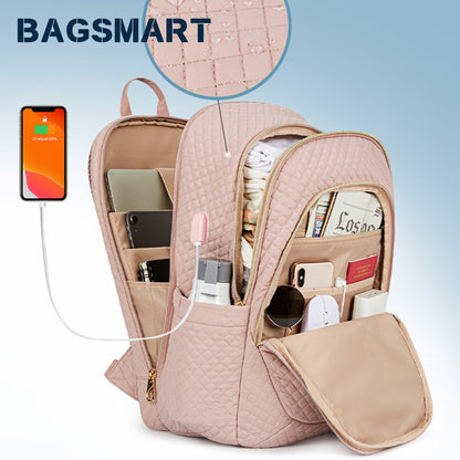 Women&#39;s Backpack BAGSMART Business Laptop Backpacks with USB Charging Port Waterproof Schoolbag Dropshipping 50% MSRP Wholesale