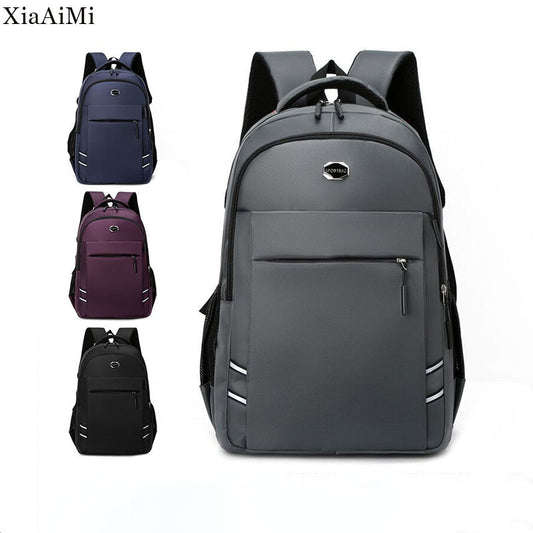 Simple Business Travel Backpack Large-Capacity Men&#39;S Backpack High School Student Schoolbag Wear-Resistant Oxford Cloth Bag