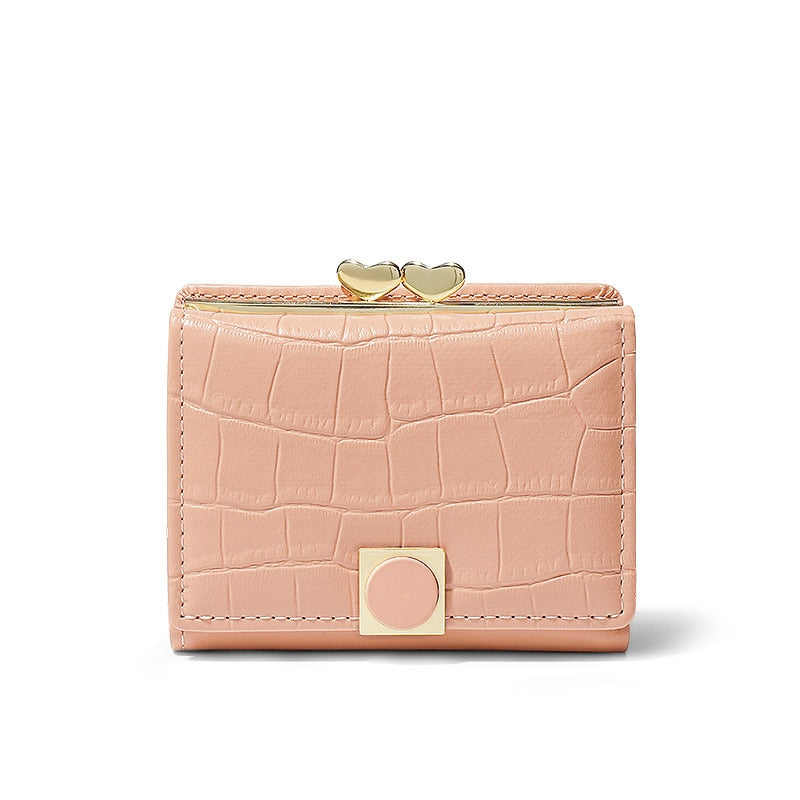 Fashion Tri-fold design short Wallet Women Stone pattern Pu Leathe  Card Bag Coin Purse Female Ladies Hasp Clutch Wallet Small