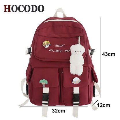 Waterproof Nylon Female Schoolbag Large Capacity Cute Women Backpack College Lady Laptop Backpacks Kawaii Girl Travel Book Bags