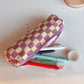 Fashion Knitted Plaid Women Makeup Bag Organizer Crochet Cosmetic Pouch Travel Toiletry Bag Knitting Zipper Beauty Case