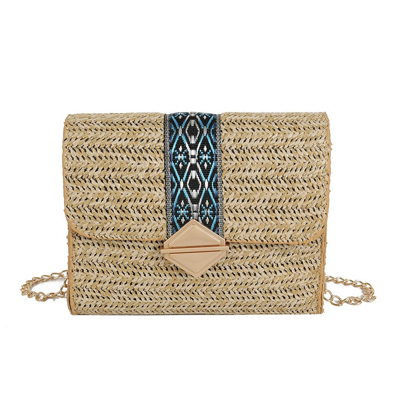 Summer straw bag Women Handbags Designer straw Woven Boho Bag tote beach bag Embroidery Fashion Summer Flap Crossbody Bag
