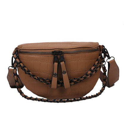 AKTE Luxury Chain Waist Bag Phone Pack and Purse for Women Stone Pattern Female Handbag