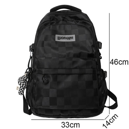 Girls Boy Plaid Laptop College Backpack Men Lady High Capacity Travel Nylon Leisure Bag Women School Fashion Female Male BookBag