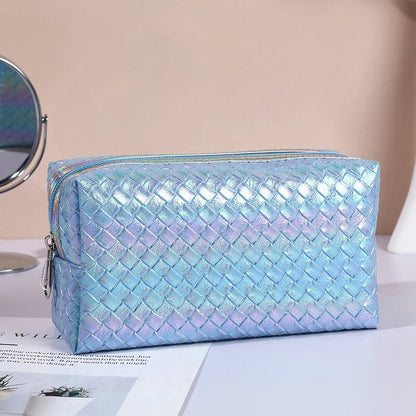 PURDORED 1 Pc Women Laser Color Makeup Bag  Travel Pu Leather Waterproof Cosmetic Bag Organizer Case Make Up Case Necessaries