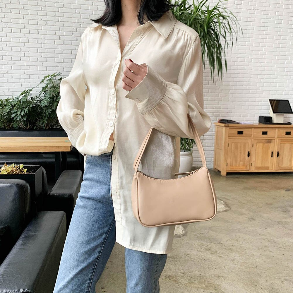 Fashion Women Butterfly Chain Shoulder Underarm Bags Casual Ladies Pure Color Small Purses Handbags Elegant PU Leather Hobo Bags
