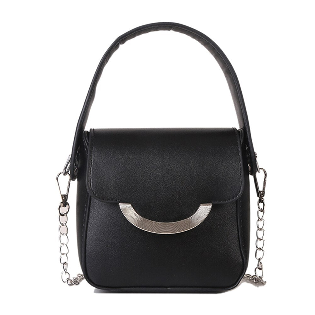 Fashion Solid Shoulder Crossbody Bag Women Leather Chain Small Totes Casual Simple Ladies Handbag Sling Coin Purse