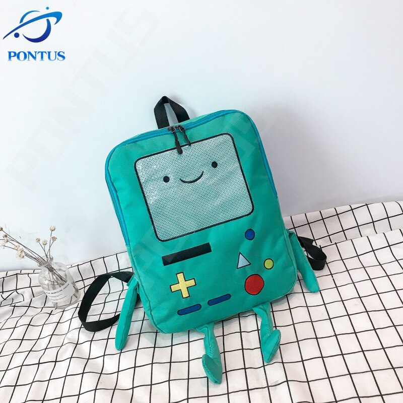 Anime Cartoon Backpack Adventure Time Treasure Funny Robot Kid Girl Student Soft Travling Bag Cute Backpack Shoulder bag Women