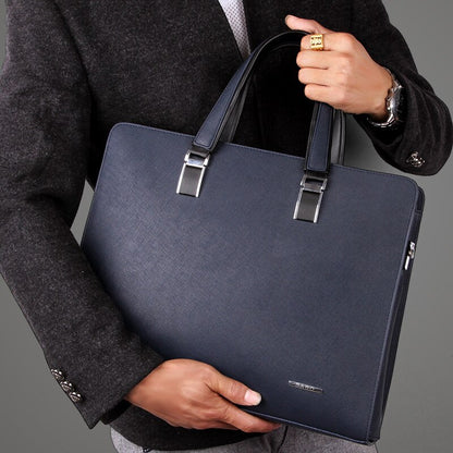 New Luxury Designer PU Leather Man Briefcase Men&#39;s Business Handbag 15.6 Inches Laptop Bag Fashion Male Briefcases Shoulder Bag