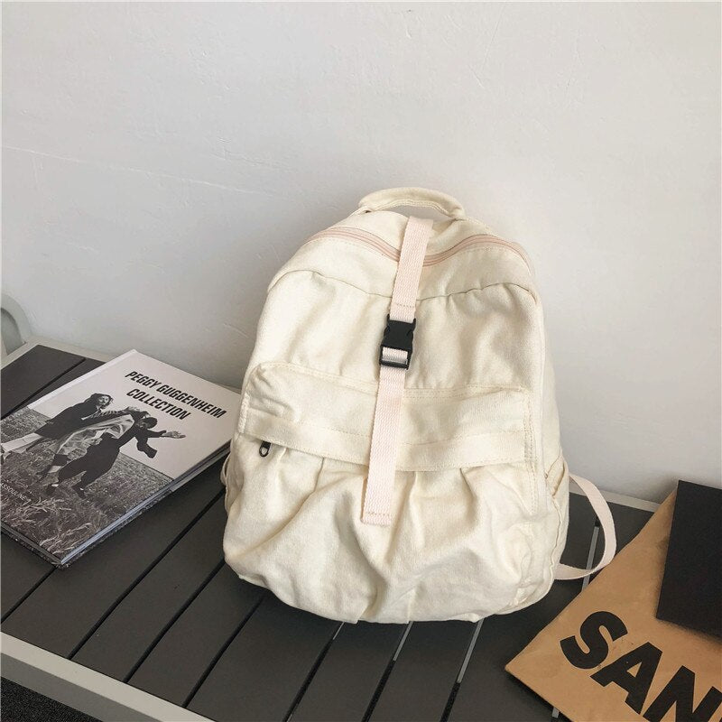 Female Canvas Fabric Stylish Big Capacity Backpack Back To School Student Japanese Harajuku Y2K 90s Fashion Laptop Book Bagpack