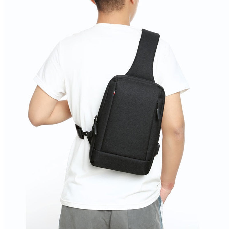 Men&#39;s Bag Shoulder Bags Business Usb Charging Multifunction Anti-Theft Waterproof Male Crossbody Bag Casual Short Trip Chest Bag
