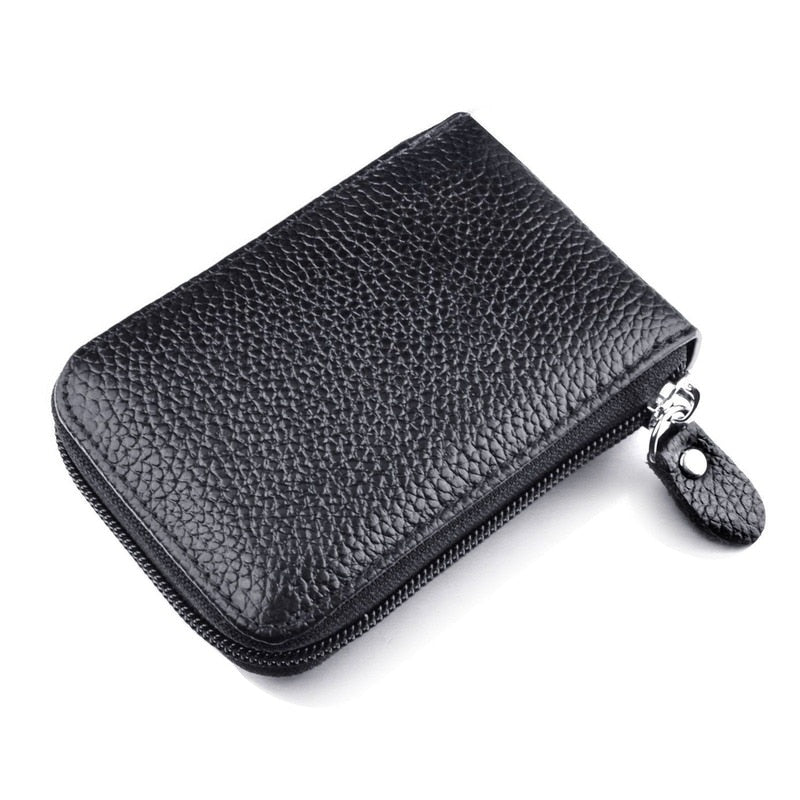 Men&#39;s Wallet Genuine PU Leather Credit Card Holder RFID Blocking Zipper Pocket Men bag Multi-card zipper