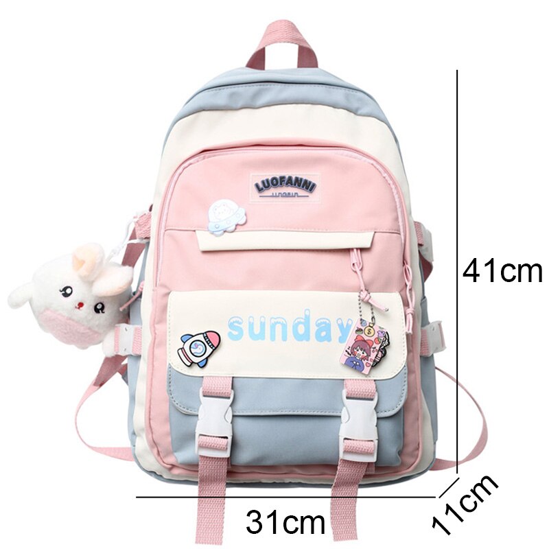 Trendy Girl Harajuku Travel School Bag Kawaii Lady Badge Student Backpack Female College Backpack Fashion Women Laptop Book Bags