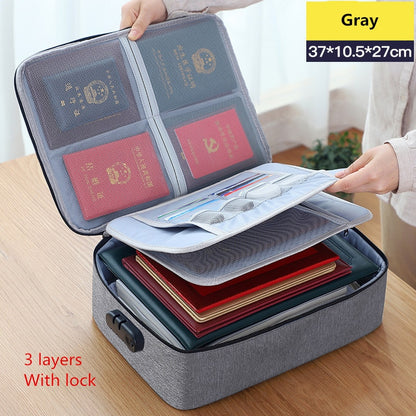 Large Briefcase Document Storage Bag File Folder Passport Official Seal Organizer Essential Oil Pouch Travel Case Accessories