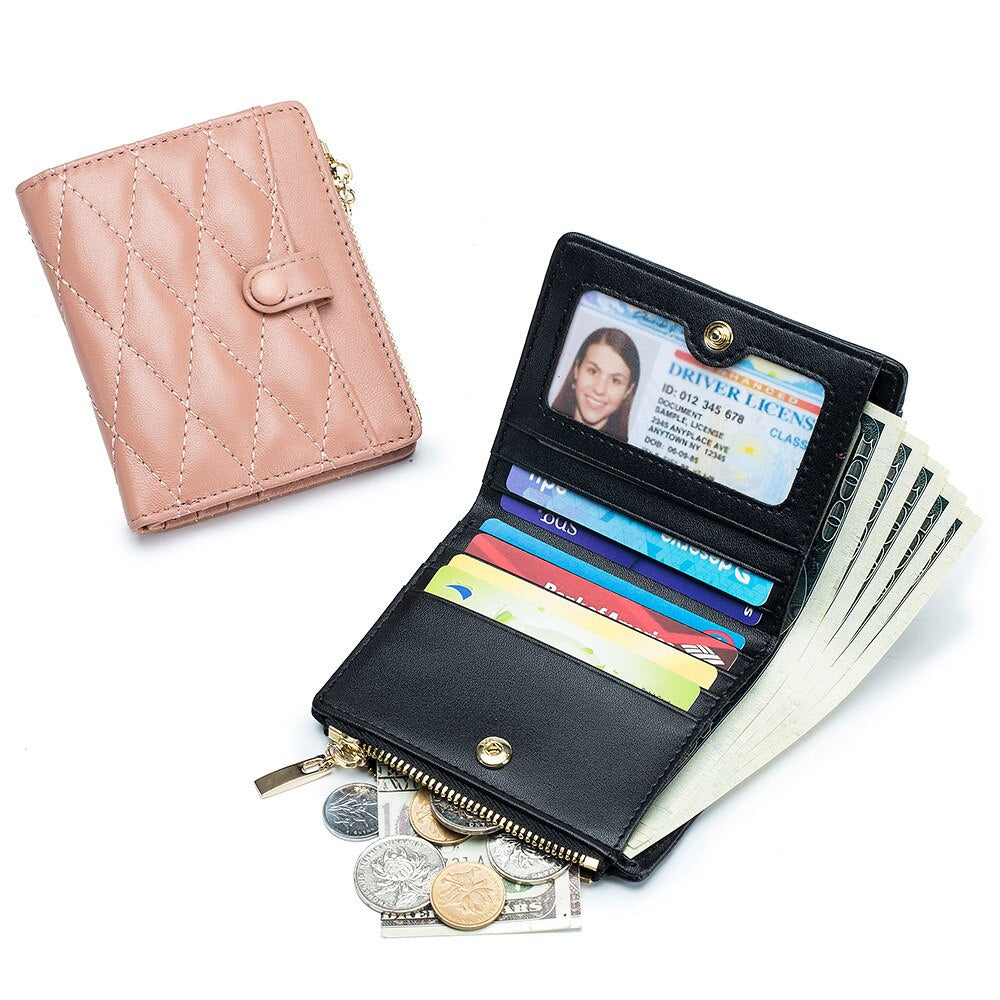 Fashion Brand Mini Wallet Genuine Leather Wallet Women Zipper Coin Purse High Quality Card Holder Small Money Bag Female Wallets