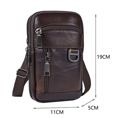 Solid Color Genuine Leather Shoulder Waist Bags Men Fanny Belt Packs Phone Pouch Casual Crossbody Bags сумка мужская