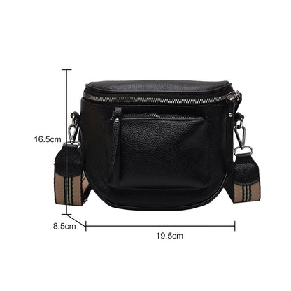 Fashion Saddle Shoulder Crossbody Bag Women Soft Leather Casual Chest Belt Packs for Ladies Outdoor Shopping Travel