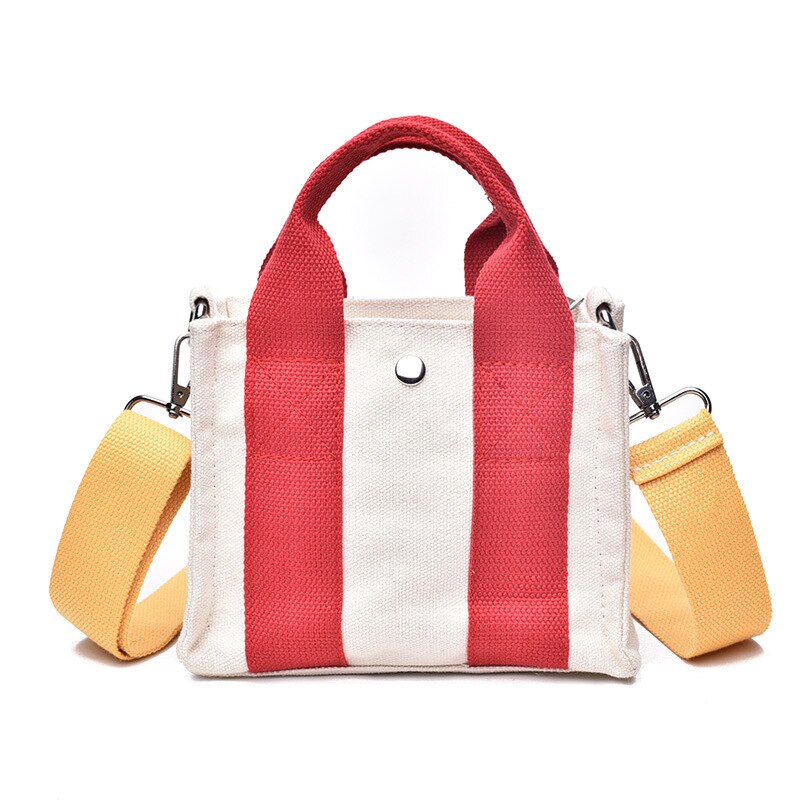 Dual Purpose Canvas Square Bag Contrast Color One Shoulder Crossbody Handbag Soft Canvas Bag  Little Bag
