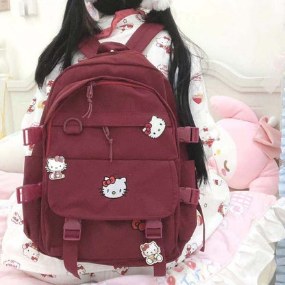 Backpacks for Women Cute Backpack High School Students Large Capacity Soft Girl Cute Hello Kitty Backpack Campus Schoolbag Women