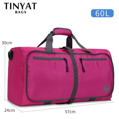 TINYAT Male Men Travel Bag Folding Bag Protable Molle Women Tote Waterproof Nylon Casual Travel Duffel Bag Black luggage T-306