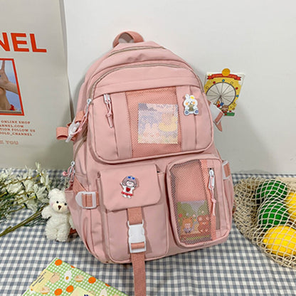 Women Nylon Backpack Casual Candy Color School Bags for Teenagers Girls Students Large Capacity Backpack Female Travel Rucksack