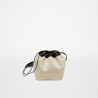 Niche Design Canvas Leather Dumpling Bag INS Drawstring Crossbody Shoulder Wonton Bucket Bag Dual-use Ladies