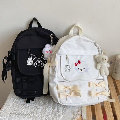 Sanrio Bag Hello Kitty Korean Style Backpack Japanese Bow Girly Heart Junior High School Schoolbag Women Chic Backpack Y2k Trend