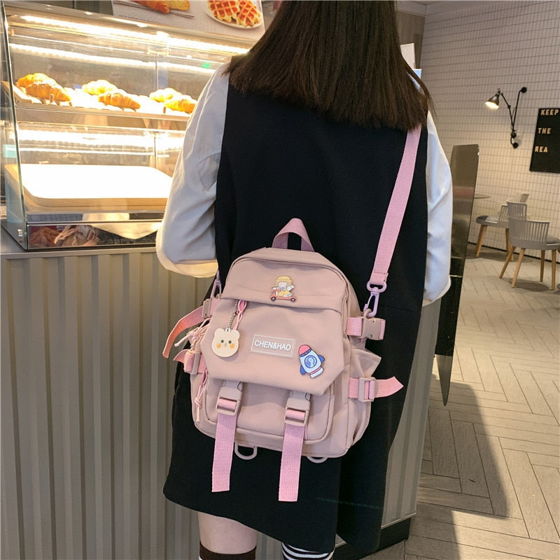Small Square Bag High Capacity Waterproof Cute Nylon Fashion Casual New Simple Women&#39;s Backpack School Girl&#39;s Crossbody Bag