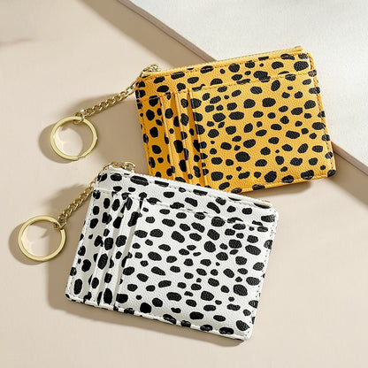 Leopard Print Card Holder for Women Super Thin Small Female Wallet Pu Leather Mini Business ID Credit Card Case Women&#39;s KeyChain