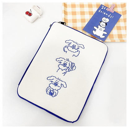 13 15 Inch Notebook Laptop Case For Macbook Carrying Bag Mac Ipad Pro 9.7 10.9 11 13.3 Inch Korea White Dog Tablet Sleeve Bag
