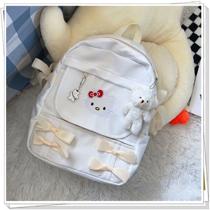 Sanrio Bag Hello Kitty Korean Style Backpack Japanese Bow Girly Heart Junior High School Schoolbag Women Chic Backpack Y2k Trend