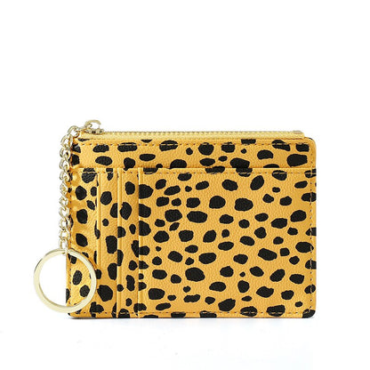 Leopard Print Card Holder for Women Super Thin Small Female Wallet Pu Leather Mini Business ID Credit Card Case Women&#39;s KeyChain