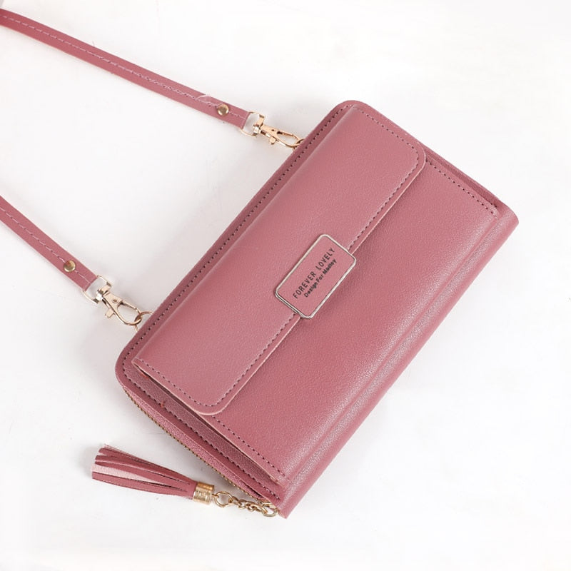 Women Shoulder Strap Bag Multifunction Long Wallet Fashion Tassel HandBag Hasp Card Holder Ladies Small Crossbody Cell Phone Bag