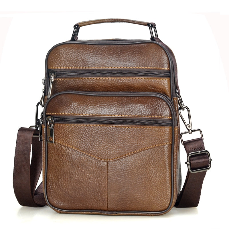 Small Men Genuine Leather Handbag Male Fashion Shoulder Bag High Quality Cowhide Leather Crossbody Bag Men&#39;s Briefcase Tote