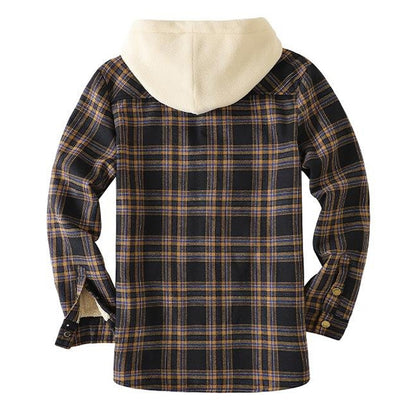 xiangtuibao - Mens Plaid Thick Plush Casual Jacket