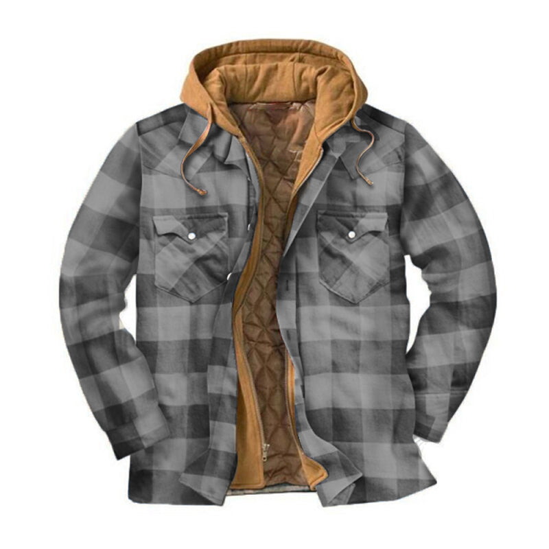 xiangtuibao - Mens Winter Plaid Thick Casual Jacket