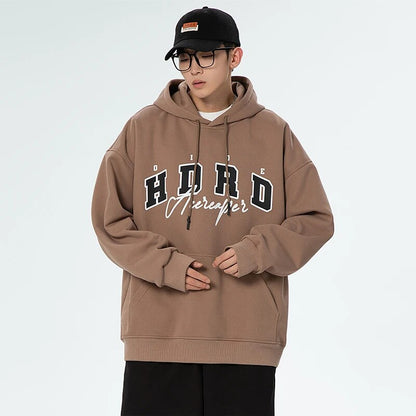 xiangtuibao - Oversized Print Hoodies for Teenage Fashion Trends High Streetwear Mens Retro Loose Fit Pullovers Japanese Harajuku Sweatshirts