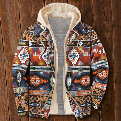 xiangtuibao - Men's Autumn & Winter Outdoor Casual Vintage Ethnic Print Hooded Jacket