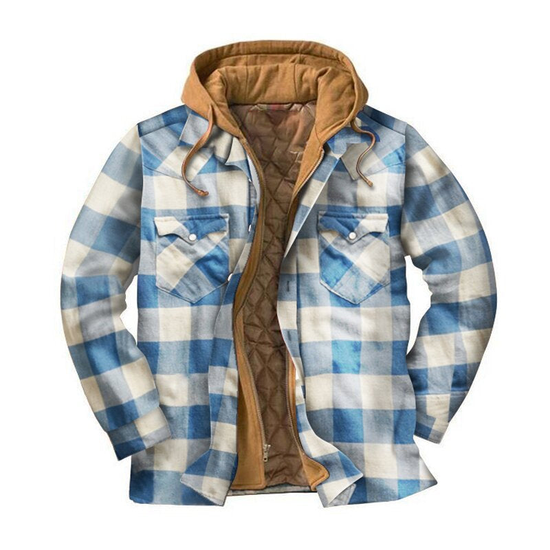 xiangtuibao - Mens Winter Plaid Thick Casual Jacket