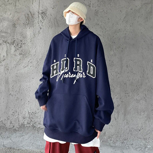 xiangtuibao - Oversized Print Hoodies for Teenage Fashion Trends High Streetwear Mens Retro Loose Fit Pullovers Japanese Harajuku Sweatshirts