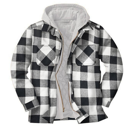 xiangtuibao - Mens Winter Plaid Thick Casual Jacket