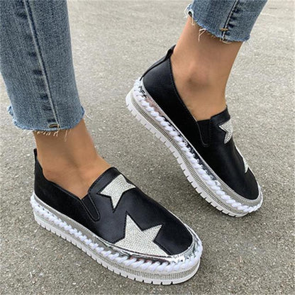 Fall  New Casual Lazy Shoes Fashion Western Style All-match Rhinestone Single Shoes Women Retro Forest Loafers Women  ZQ0403