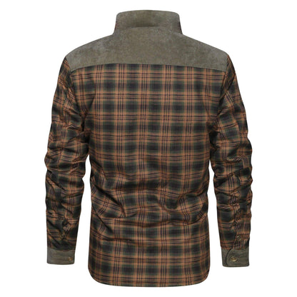 xiangtuibao - Men's Retro Check Pattern Stitching Warm Wanderer Jacket